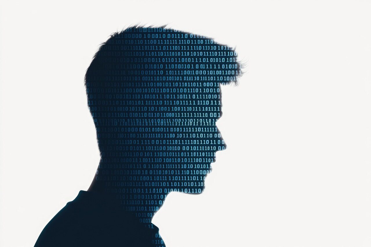 ai generated, digital identity, cyber security, binary, code, silhouette, binary code, digital, human, digital technology, technology, identity, cyber, abstract, innovation, man